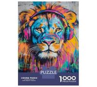 Puzzle 1000 Pièces Vibrant Lion with Headphones pour Adolescents - Jeu De Réflexion - Cadeaux pour Femmes - Idées Cadeaux Uniques pour Un Anniversaire Ou Noël 70x50cm/1000pcs