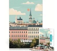 Puzzle 1000 pièces Vienne, Autriche Illustration de Paysage Urbain Découpe soignée Jeu de réflexion Cadeau Activité Calme pour Un Anniversaire (50x75cm)