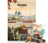 Puzzle 1000 pièces Vienne Autriche Paysage Urbain Affiche de Voyage Bords Nets Décoration Jeu cognitif Jouet Facile à Passer Le Temps Amusant Cadeau de Loisirs de Noël (38x52cm)