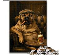 Puzzle 1000 pièces : Vieux Chien Fumeur, Puzzle pour Adultes, œuvre d'art de 1000 pièces, décoration, Jouet Intelligent pour Jeux d'intérieur en Famille (Taille 50x75cm)