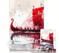 Puzzle 1000 pièces Viking Longship pour Adultes Découpe précise Cadeau Unique Améliore la mémoire Plaisir léger Cadeau Original (38x52cm)