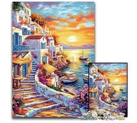 Puzzle 1000 pièces Village balnéaire Puzzles en Bois Jouet éducatif intellectuel décompressant Bon Cadeau pour Adultes Adolescents 50x75cm