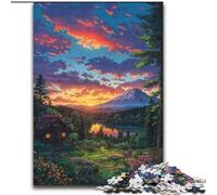 Puzzle 1000 pièces Village de Montagne au Coucher du Soleil pour Adolescents, Jeu Stimulant et Jeu Familial, Cadeau d'anniversaire, décoration Murale (26x38cm)