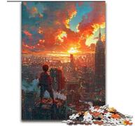 Puzzle 1000 pièces Ville au Coucher du Soleil, Art intéressant, réduction du Stress, liste de souhaits avec Le Père Noël, pour Les 14 Ans (50x75cm)