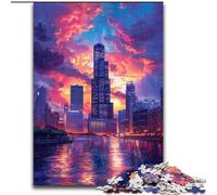 Puzzle 1000 pièces Ville au Coucher du Soleil pour Adultes et Adolescents, à partir de 14 Ans, Casse-tête, Jeux en Famille, Cadeaux de Noël et d'anniversaire (26x38cm)