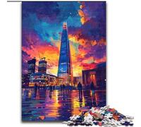 Puzzle 1000 pièces Ville au Coucher du Soleil pour Adultes, Jeux éducatifs, Jouets à Faire soi-même avec Affiche et fiche de Questions Assorties (à partir de 14 Ans) (26x38cm)