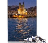 Puzzle 1000 pièces : Ville de Saint-Julien à Malte, difficulté : Jeux éducatifs, Jouets, Cadeaux de Noël (75 x 50 cm)