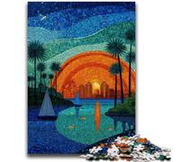 Puzzle 1000 pièces Ville en vitrail Aide Le Cerveau à exercer des Jouets addictifs pour cultiver la Patience Décoration Parfaite 26x38cm