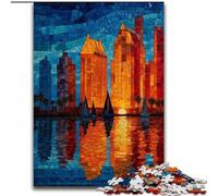 Puzzle 1000 pièces Ville en vitrail pour Adultes et Adolescents, idéal pour Les Vacances à la Maison, pour Un Moment de détente et de détente, pour Un Amour Plus Profond Entre Couples (26x38cm)