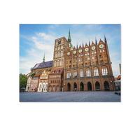 Puzzle 1000 Pièces，Ville hanséatique de Stralsund, hôtel de Ville Historique et église Saint-Nicolas，Puzzle 1000 Pieces Adultes Jouet De Décompression Intellectuel Éducatif Puzzles Jeu De Fam-N81