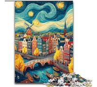 Puzzle 1000 pièces « Ville sous Le Ciel Nocturne » pour Adolescents et Adultes, Anti-Stress, idéal pour Passer Le Temps à la Maison, avec Affiche et fiche de Questions-réponses Assorties (26x38cm)