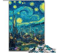 Puzzle 1000 pièces Ville sous Le Ciel Nocturne pour Adolescents, Jeu Stimulant, idéal comme Cadeau pour Toute la Famille (26x38cm)
