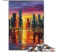 Puzzle 1000 pièces Ville Vitrail pour Adultes et Adolescents, Jeux éducatifs, décoration d'intérieur, à Offrir en Cadeau à Toute la Famille (50x75cm)