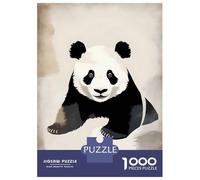 Puzzle 1000 Pièces Vintage Cute Panda Illustration Puzzle Adulte Jeu Manuel pour S'amuser en Famille Cadeaux Uniques pour Un Anniversaire Et Noël 38x26cm/1000pcs