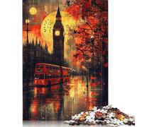 Puzzle 1000 pièces Vintage Shadows Gothic London at Dusk Square pour Adultes et Puzzles en Bois pour Enfants, Cadeaux de Noël 1000 pièces (75 x 50 cm)