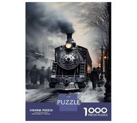Puzzle 1000 Pièces Vintage Steam Train Poster Casse-tête pour Adultes, Jeu De Réflexion Amusant Et Humoristique, Idéal comme Cadeau pour Toute La Famille 70x50cm/1000pcs