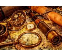 Grafika - Vintage Travel - Puzzle 1000 Pièces - Cartes Anciennes et Instruments Traditionnel de Navigation Maritime - Puzzle Adulte - Fabriqué en France