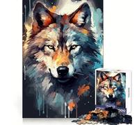 Puzzle 1000 pièces Visage de Loup Aquarelle pour Adultes Un Cadeau attentionné, idéal pour stimuler la mémoire et Passer Un Moment paisible Finitions soignées (50x75cm)