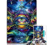 Puzzle 1000 pièces Visage psychédélique, Difficile à réaliser, mais Amusant et Humoristique, Cadeau d'anniversaire, décoration Murale (75x50cm)