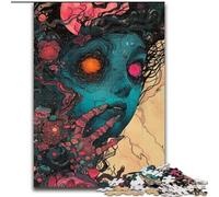 Puzzle 1000 pièces Visage psychédélique pour Adultes et Adolescents, pour Un Moment de détente et de détente, pour Un Amour de Couple Plus Intense (26x38cm)