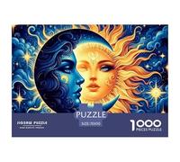 Puzzle 1000 Pièces Visages Soleil Lune Défi - Déesses Soleil Lune Célestes Ciel Étoilé, Jeu Défi Idée Cadeau Parfaite Hommes Femmes 70x50cm