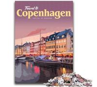 Puzzle 1000 pièces Visit Copenhagen pour Adolescents, Jeu Familial Anti-Stress, défi Difficile, Collection d'artistes, Beaux-Arts (38x26cm)