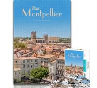 Puzzle 1000 pièces Visit Montpellier pour Adultes et Adolescents, Jouet éducatif et décompressant, Cadeau du Père Noël Secret, 38x26cm