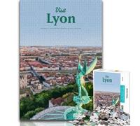 Puzzle 1000 pièces Visite Lyon, Anti-Stress, défi Difficile, Chaque pièce est Unique - Jeu Familial Stimulant et Amusant (75x50cm)