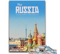 Puzzle 1000 pièces « Visitez la Russie » pour Adolescents, Anti-Stress, pour Passer Le Temps à la Maison, avec Affiche et fiche de Questions-réponses Assorties (50x75cm)