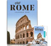Puzzle 1000 pièces « Visitez Rome » pour Adultes et Adolescents, Jouets éducatifs et éducatifs, Jeux familiaux avec Affiche et fiche de Questions-réponses Assorties, 75x50cm