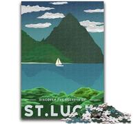 Puzzle 1000 pièces Visitez Sainte-Lucie pour Adultes et Adolescents, Jeu Stimulant, décoration Murale, Cadeaux d'anniversaire et de Noël Uniques, 1000 pièces (50x75cm)