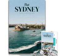 Puzzle 1000 pièces « Visitez Sydney » pour Adultes et Adolescents, Jouets éducatifs et éducatifs, Jeux familiaux avec Affiche et fiche de Questions-réponses Assorties, 38x26cm