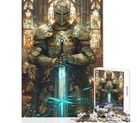 Puzzle 1000 pièces Vitrail Épée sacrée Jeu de réflexion Activités familiales Jouet Décoration Murale Collection d'artistes Beaux-Arts (38x26cm)