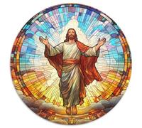 Puzzle 1000 pièces Vitrail Jésus Impossible Puzzles pour Adultes DIY Décoration d'intérieur Jeu de réflexion pour Adolescents (67,5 x 67,5 cm)