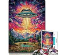 Puzzle 1000 pièces Vitrail OVNI Puzzle 1000 pièces pour Adultes et Adolescents, Jouets et Jeux éducatifs pour Adultes et Adolescents 26x38cm