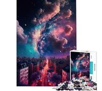 Puzzle 1000 pièces Voie lactée au-Dessus d'une Ville Décoration intérieure Jouet Idéal comme Cadeau (50x75cm)