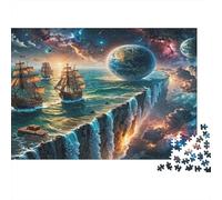 Puzzle 1000 pièces « Voile Spatiale Fantastique » pour Adultes vaisseaux flottants et planète Terre Jeu Familial Amusant et Stimulant Une Excellente idée Cadeau 52 x 38 cm / 1000 pièces