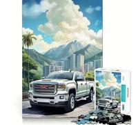 Puzzle 1000 pièces Voiture Aquarelle Bords Nets Décoration Jeu cognitif Jouet Facile à gérer Amusant Cadeau de Noël Loisirs (38x52cm)