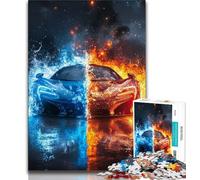 Puzzle 1000 pièces Voiture de Sport Ice and Fire pour Adultes et Adolescents, Jouet éducatif, Jeux familiaux Amusants, décoration d'intérieur Unique (38x26cm)