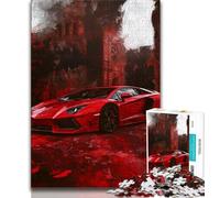 Puzzle 1000 pièces Voiture de Sport Rouge, Jeu Stimulant et décoration Murale familiale, Cadeaux d'anniversaire et de Noël Uniques (38x26cm)