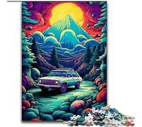Puzzle 1000 pièces Voiture Néon dans la Nature pour Adultes et Adolescents, Jouets Éducatifs et Anti-Stress, avec Père Noël (50x75cm)