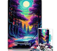 Puzzle 1000 pièces Voiture néon dans la Nature Puzzles pour Adultes 1000 pièces, entraînez Votre Cerveau et Vos Mains Cadeaux pour Amis et Famille 50x75cm