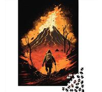 Puzzle 1000 pièces Volcan en éruption Chasseur Puzzles carrés pour Adultes et Puzzles en Bois Décoration d'intérieur Puzzle 1000 pièces (75 x 50 cm)