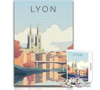 Puzzle 1000 pièces - Voyage à Lyon - Jeu éducatif - Analyse et logique - Idée Cadeau pour Un Père Noël Secret - Dimensions : 38x52cm