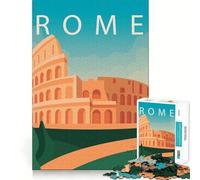 Puzzle 1000 pièces Voyage à Rome Décoration découpée soignée Jeu de réflexion Cadeau Jeu Calme Activité d'anniversaire (38x26cm)