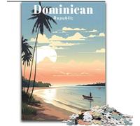 Puzzle 1000 pièces Voyage en République Dominicaine, pour Les 14 Ans et Plus Chaque pièce est Unique - Jeu Amusant et Stimulant pour Toute la Famille Bon Cadeau 26x38cm