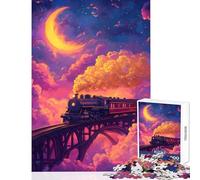 Puzzle 1000 pièces Voyage en Train à Travers des cieux oniriques Décoration intérieure Jouet Idée Cadeau Jeu Pratique et Anti-Stress Dimensions 38x52cm