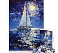 Puzzle 1000 pièces Voyage en voilier au Clair de Lune Jeu de réflexion pour Adultes Niveau de difficulté élevé Idéal comme Cadeau pour Toute la Famille (Dimensions 38x52cm)