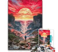 Puzzle 1000 pièces Voyageur Solitaire dans Un Canyon - Décoration Murale - Idée Cadeau pour Les 14 Ans et Plus - Jeu de Puzzle - 50x75cm