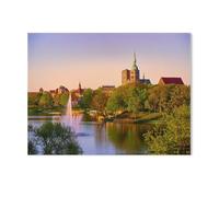 Puzzle 1000 pièces，Vue de la Ville hanséatique de Stralsund avec la Nikolaikirche et Le Fronton de l'hôtel de Ville，Bois pour Adultes Enfants Jeux Éducatifs（75x50cm）-AC24